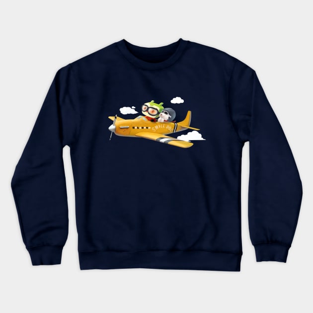 Little pilot and dog on a plane in the Sky Crewneck Sweatshirt by zkozkohi